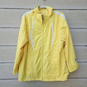 ZeroXposur yellow rain coat windbreaker removable hood 1X